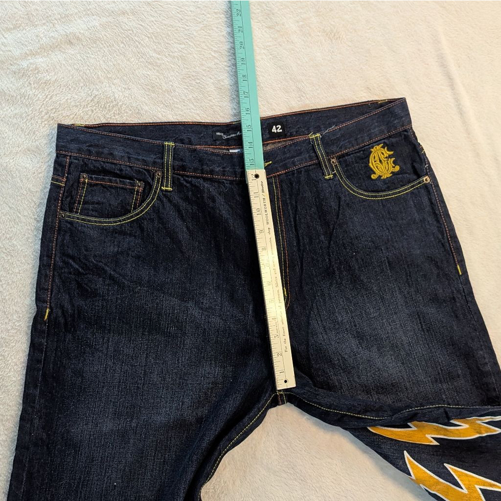 Christian Audigier Ed Hardy Vintage Embroidered Flame Skull Denim Shorts - 42×15 - Picture 10 of 15